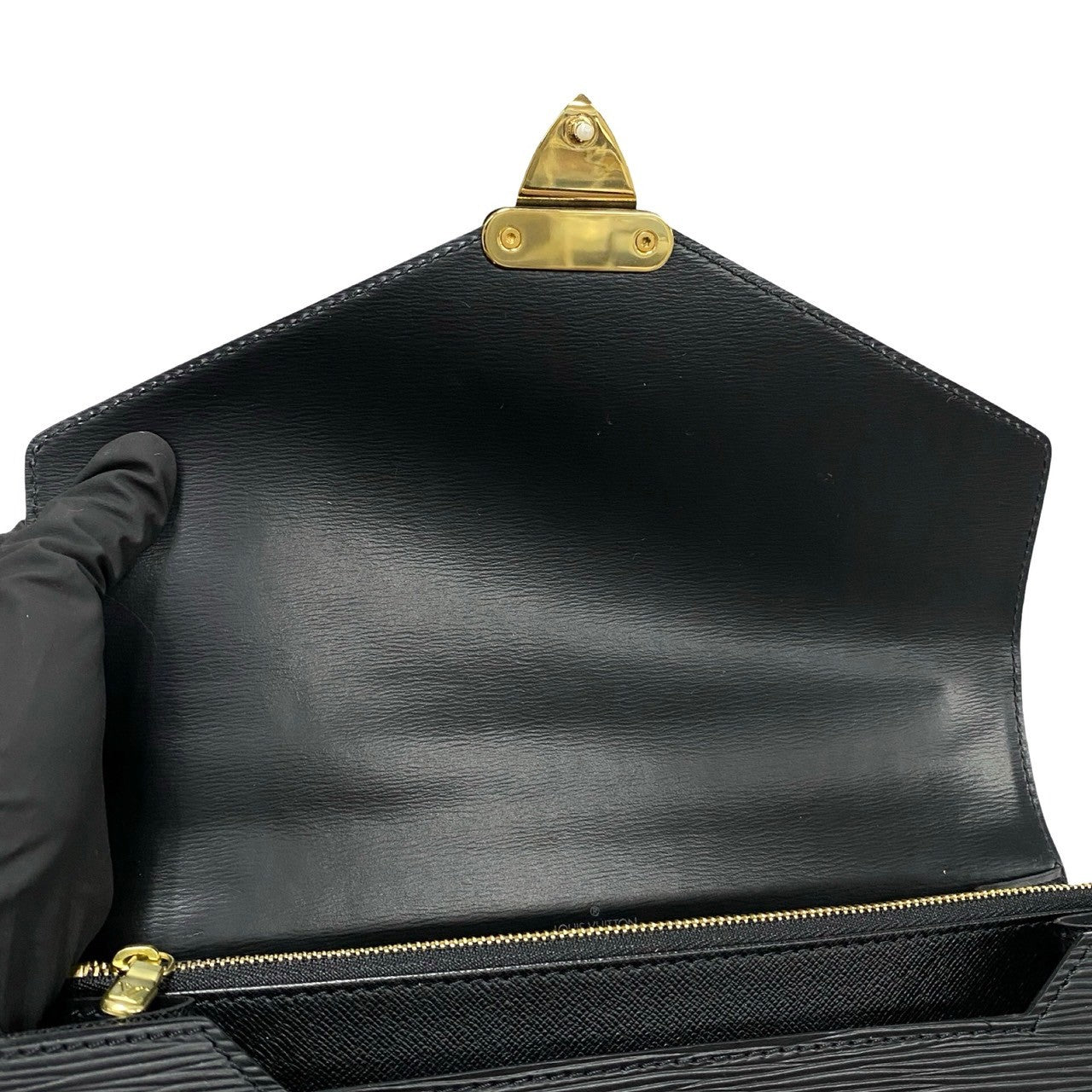 LOUIS VUITTON Handbag leather black Epi Concorde Women