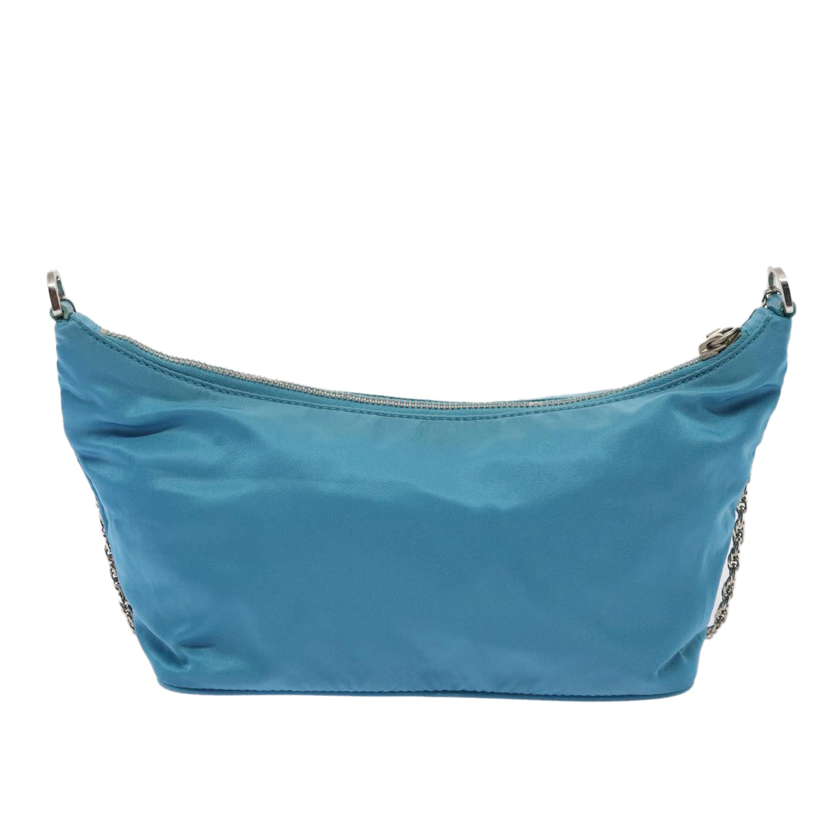 PRADA Chain Shoulder Bag Nylon Light Blue Auth