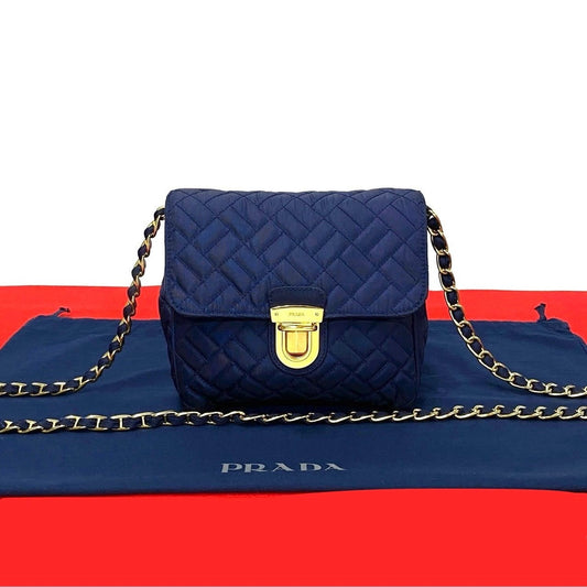 PRADA Shoulder Bag Nylon Navy