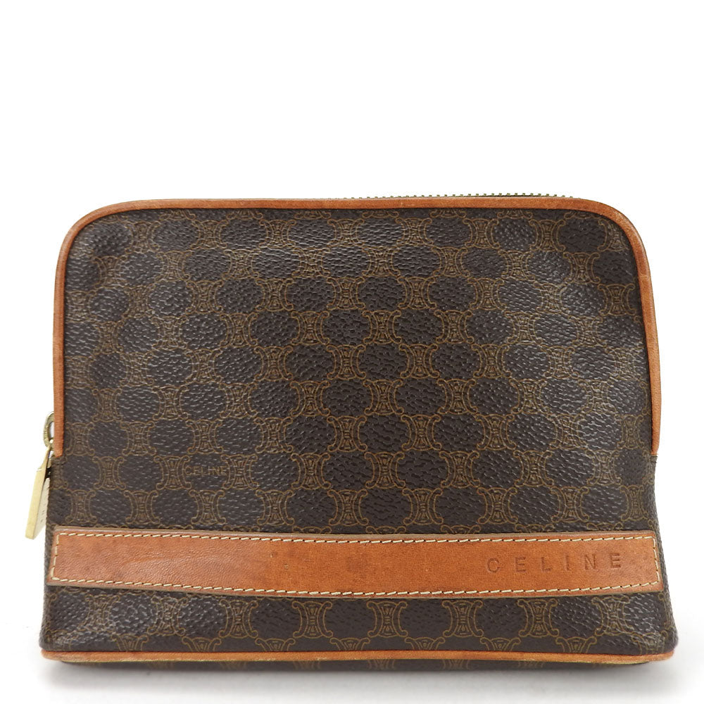 CELINE Pouch PVC, Leather Brown Macadam Women