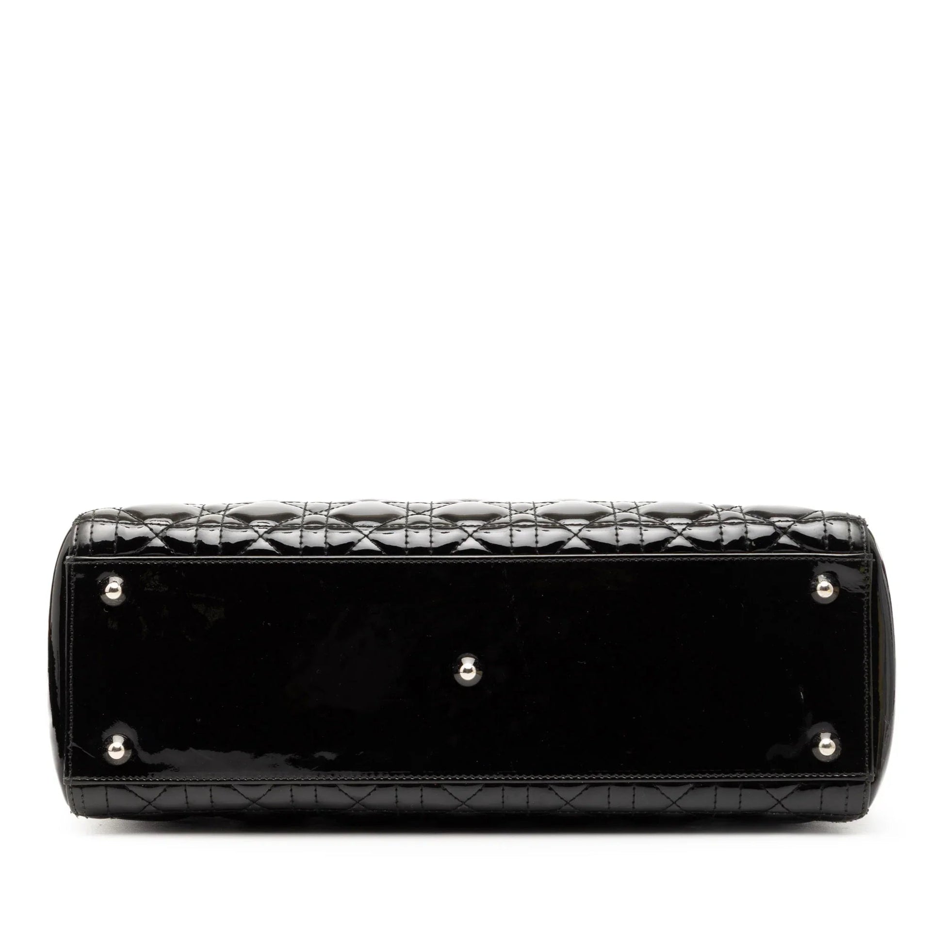 Black Dior Large Patent Cannage Lady Dior Satchel