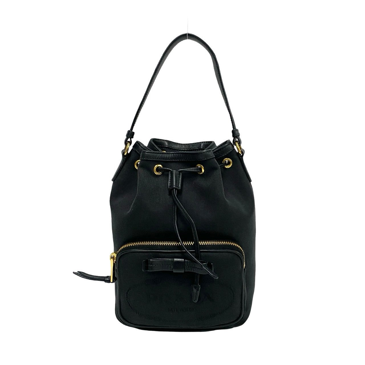 PRADA Shoulder Bag leather black duet