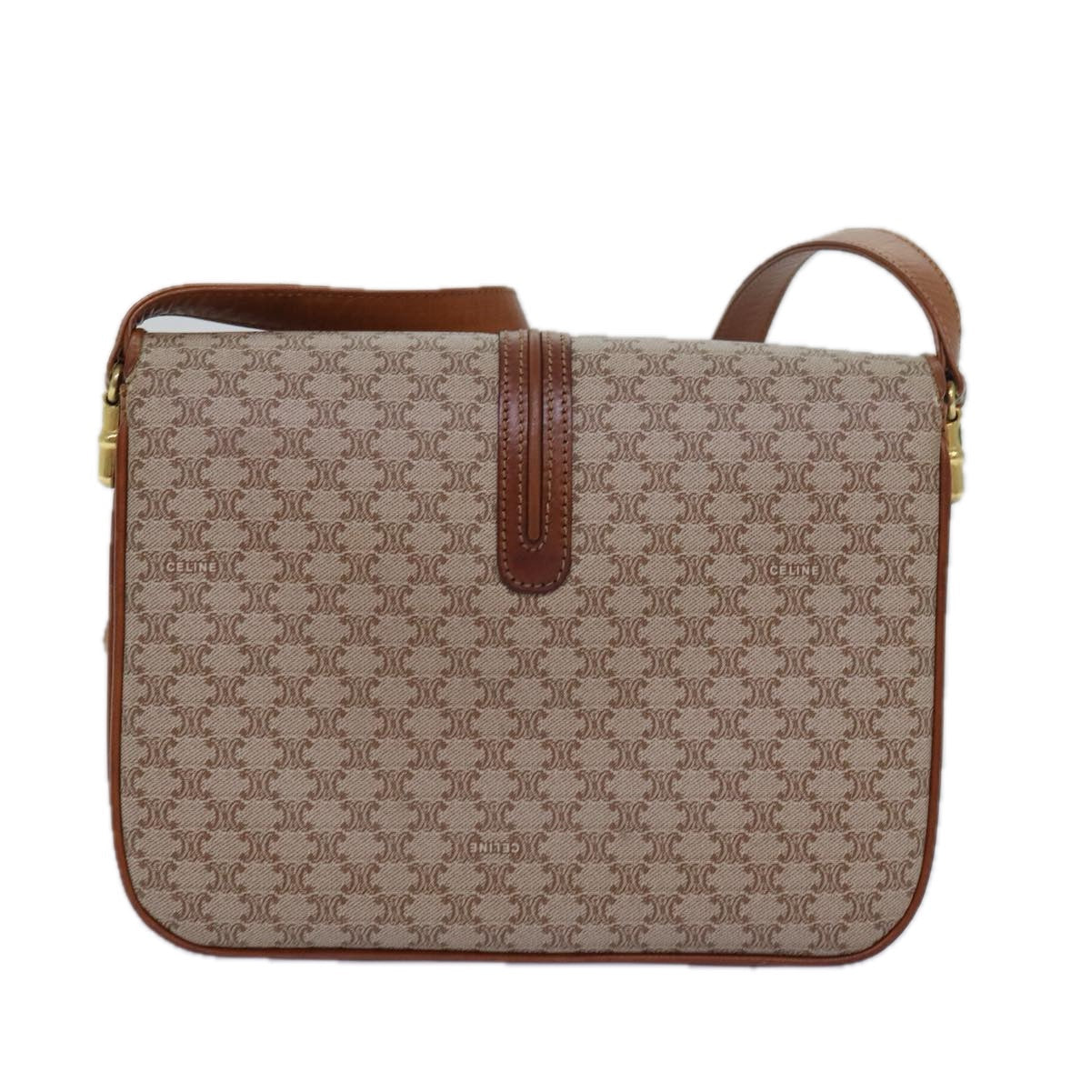 Luxury CELINE Macadam Canvas Shoulder Bag Beige 80570
