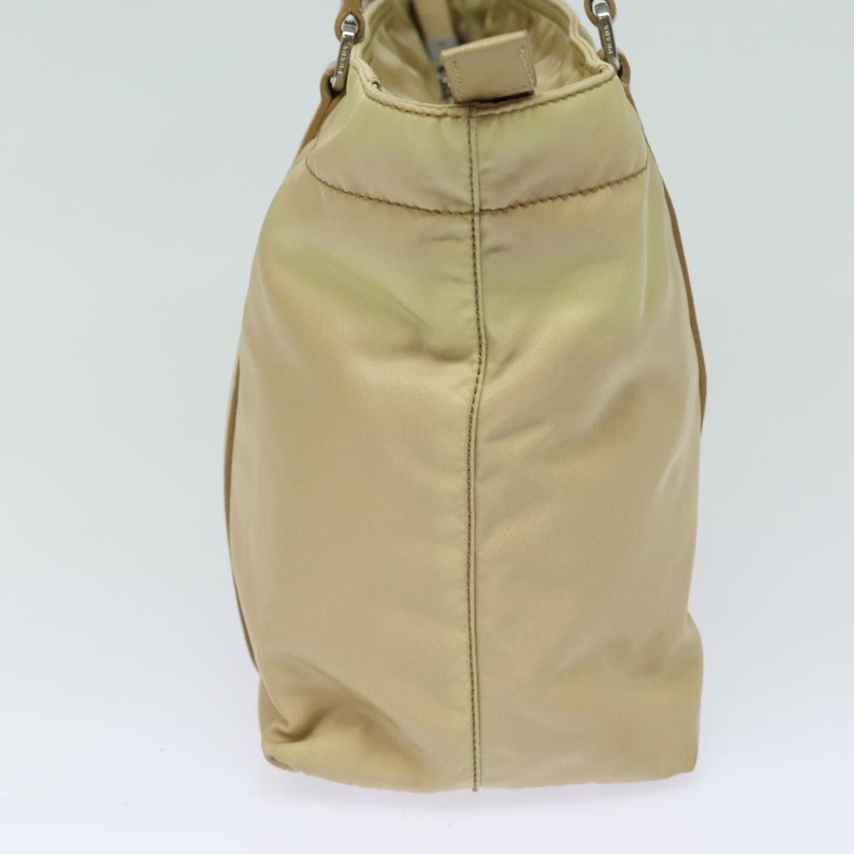 PRADA Tote Bag Nylon Beige Auth