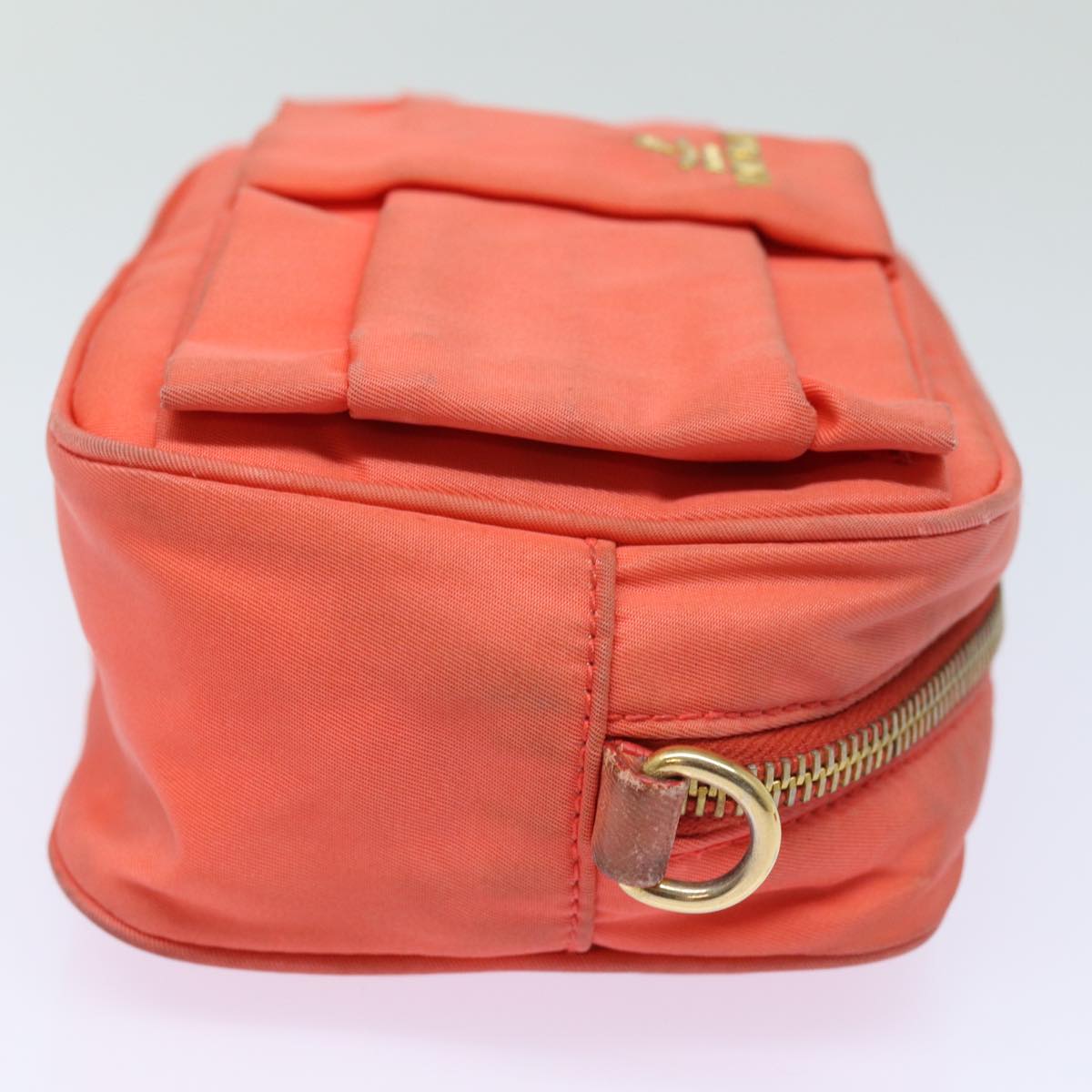 PRADA Ribbon Shoulder Bag Nylon Orange Auth