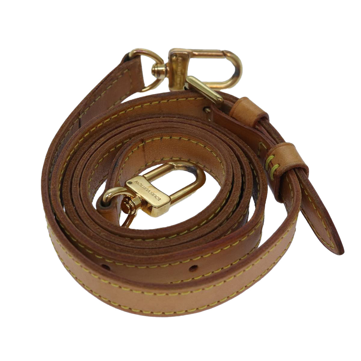 LOUIS VUITTON Adjustable Shoulder Strap Leather 37.8"-45.3" Beige Auth 80730