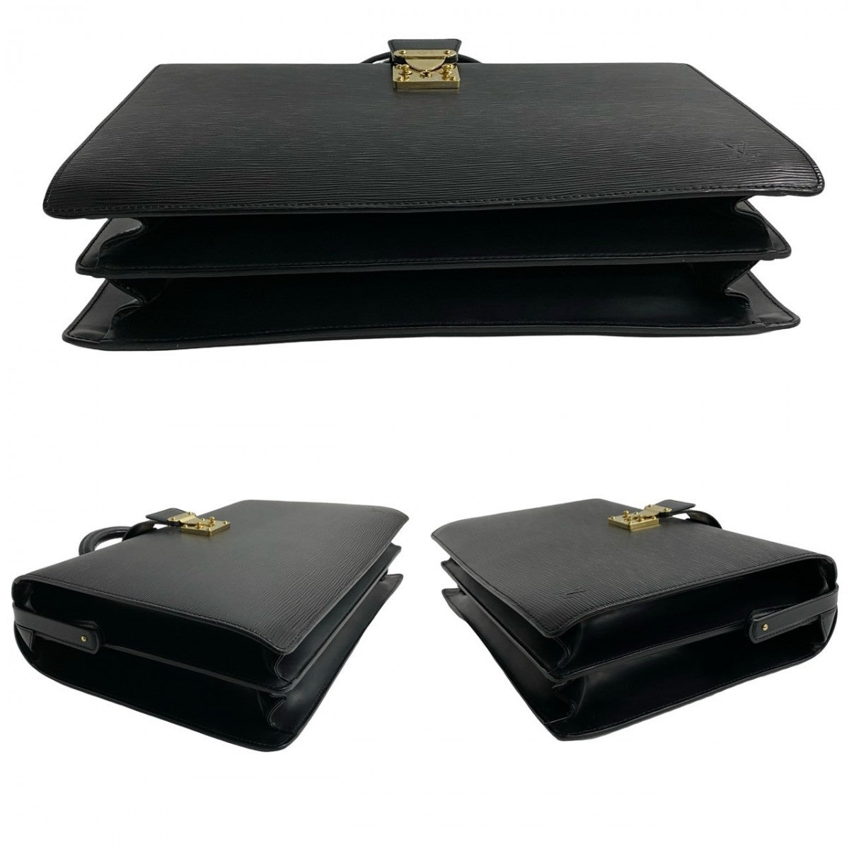 LOUIS VUITTON Business bag leather black Epi Cerviet Fermoire mens