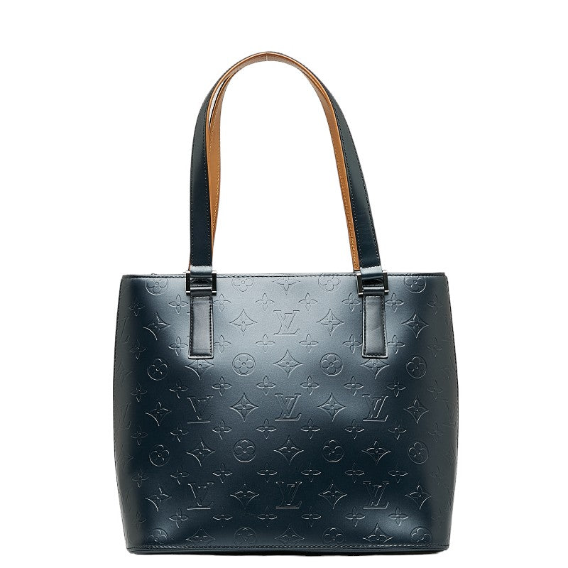 Louis Vuitton Monogram Matt Stockton Handbag M55115 Blue Leather Louis Vuitton