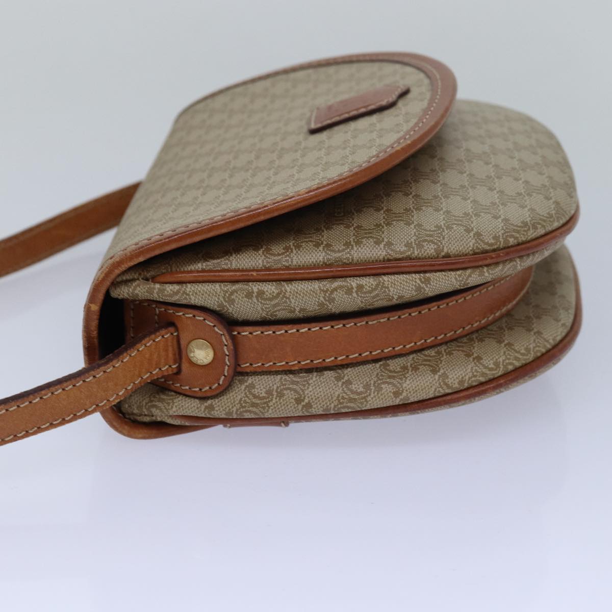 Luxury CELINE Macadam Canvas Shoulder Bag Beige 80815