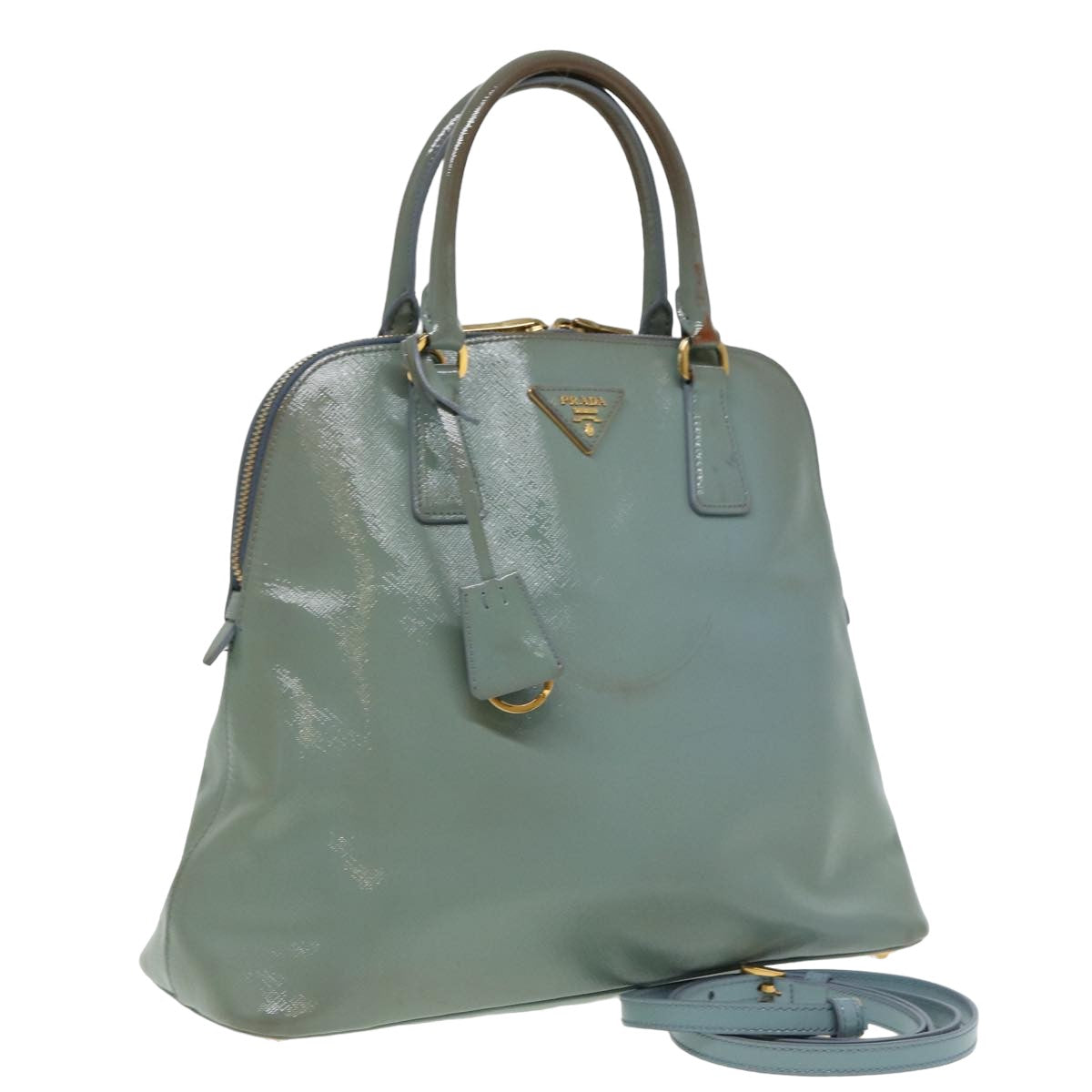 PRADA Hand Bag Safiano leather 2way Blue Auth