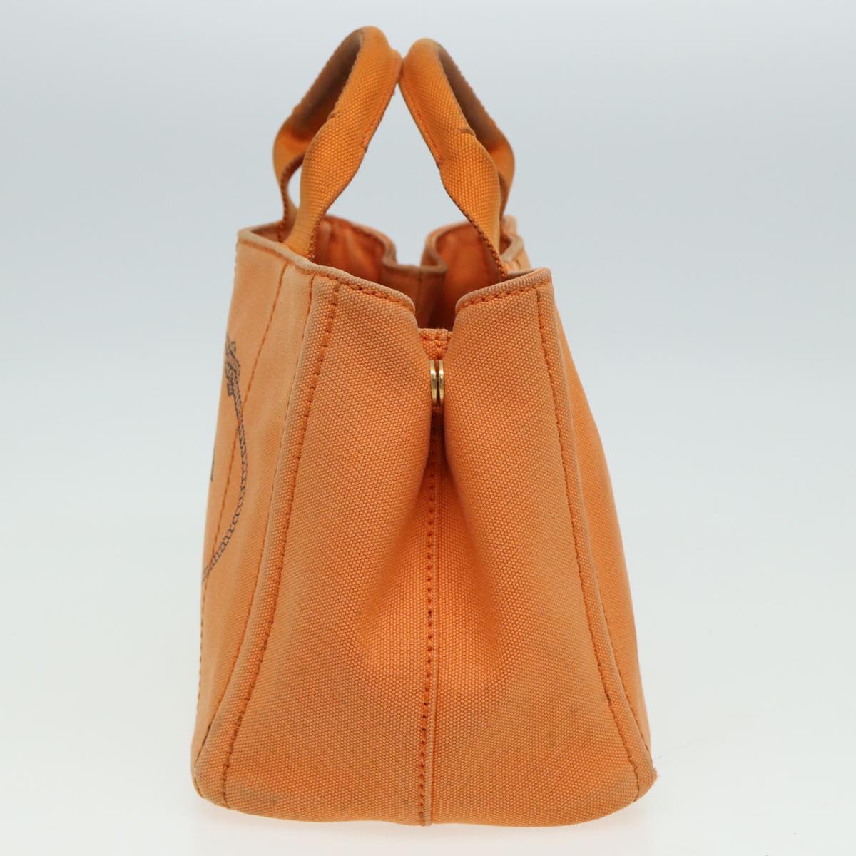 PRADA Canapa PM Hand Bag Canvas Orange Auth
