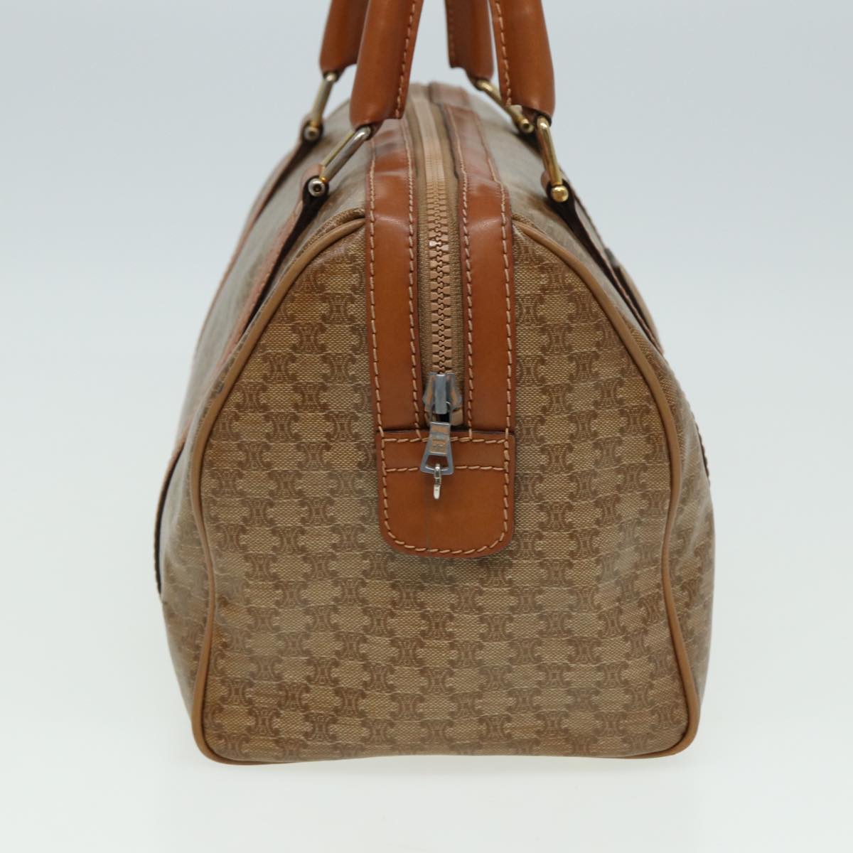 Luxury CELINE Macadam Canvas Mini Boston Bag Beige 80875