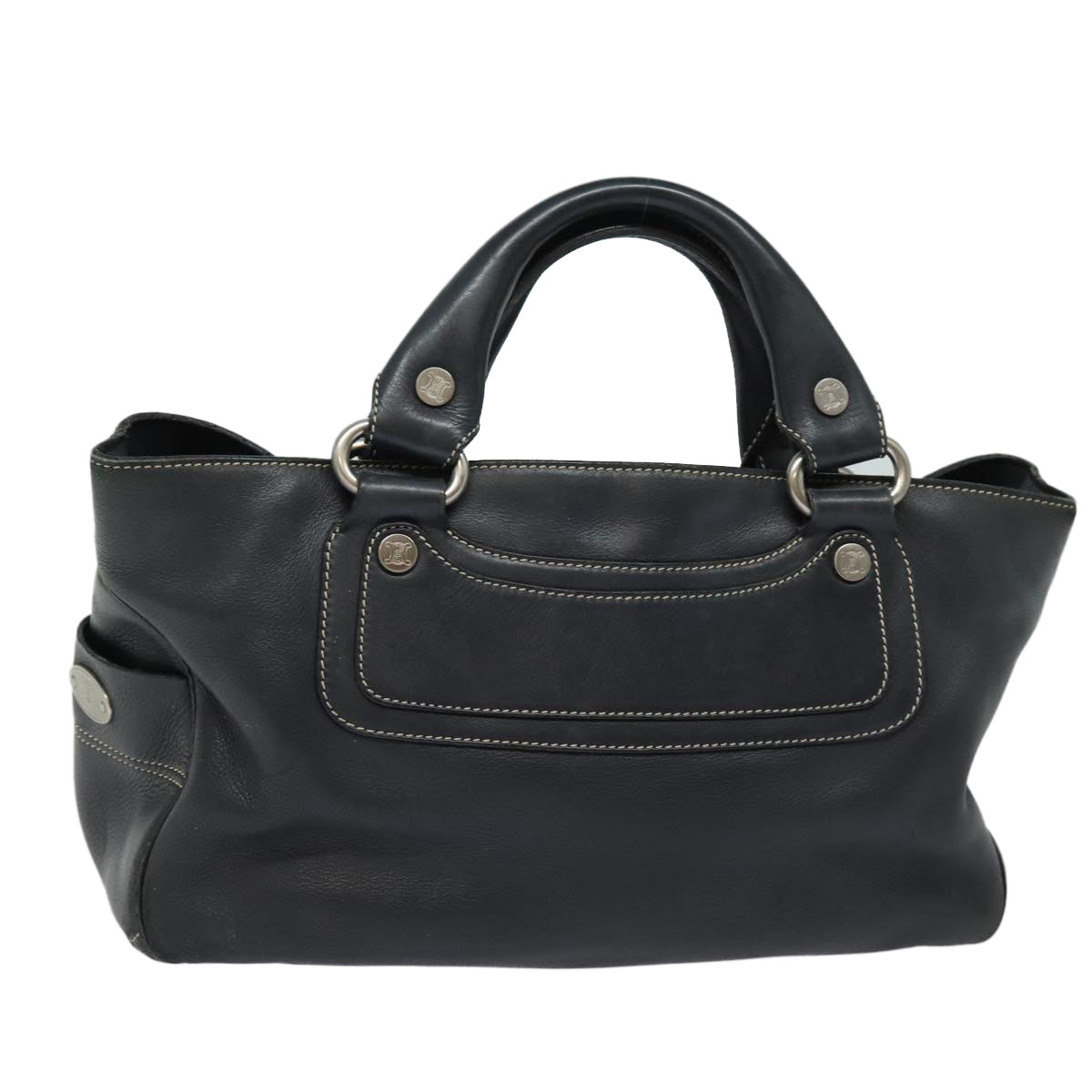 Luxury CELINE Hand Bag Leather Black 80876