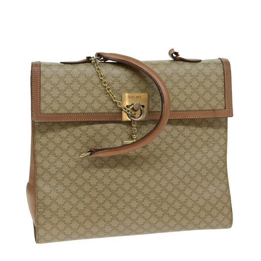 Luxury CELINE Macadam Canvas Hand Bag Beige 80878