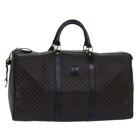 Luxury CELINE Macadam Canvas Boston Bag PVC Leather Black 80880