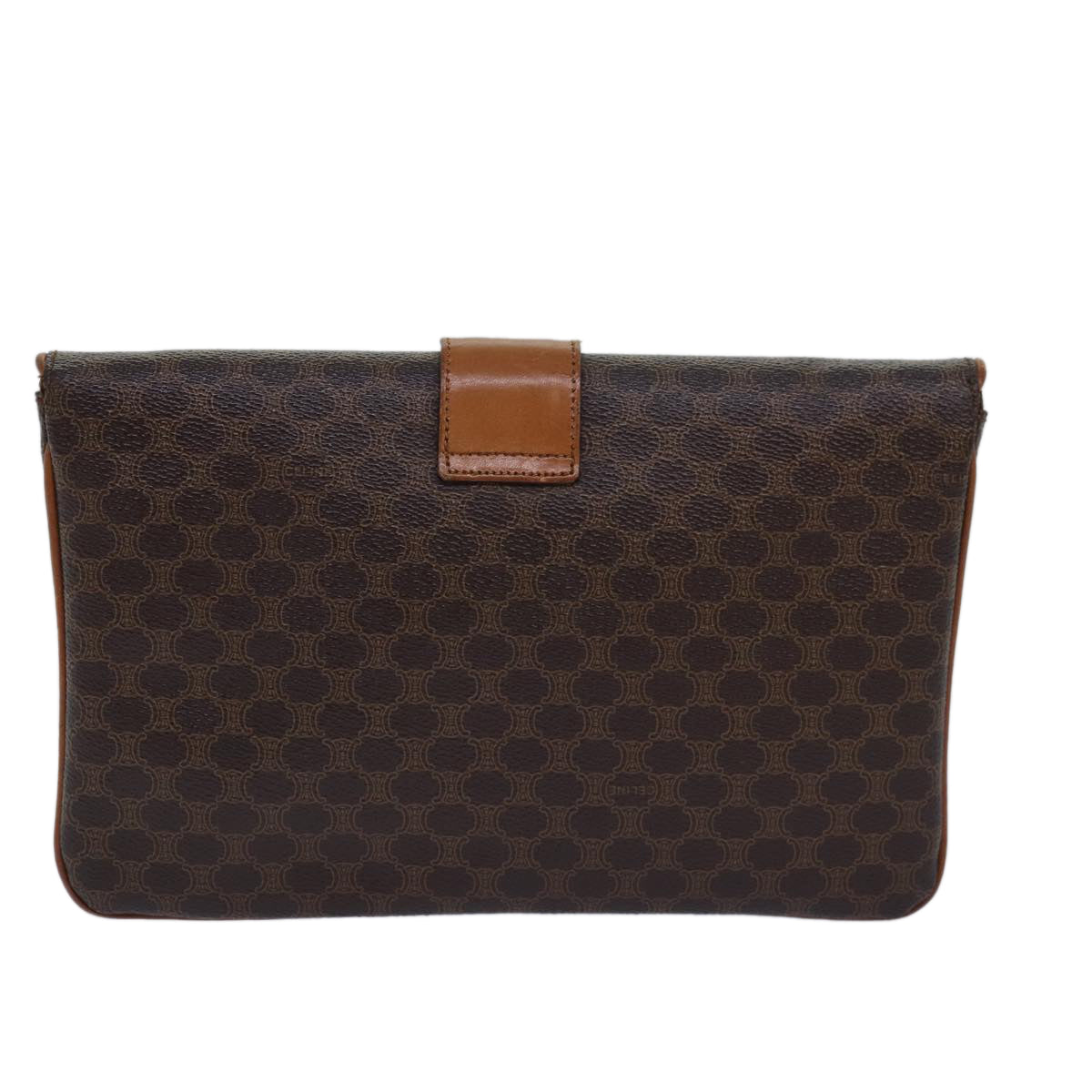 Luxury CELINE Macadam Canvas Clutch Bag PVC Leather Brown 80936