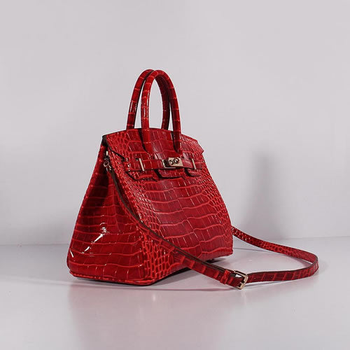 Luxury Hermes Birkin 30cm Crocodile Leather Bag With Strap Red Gold