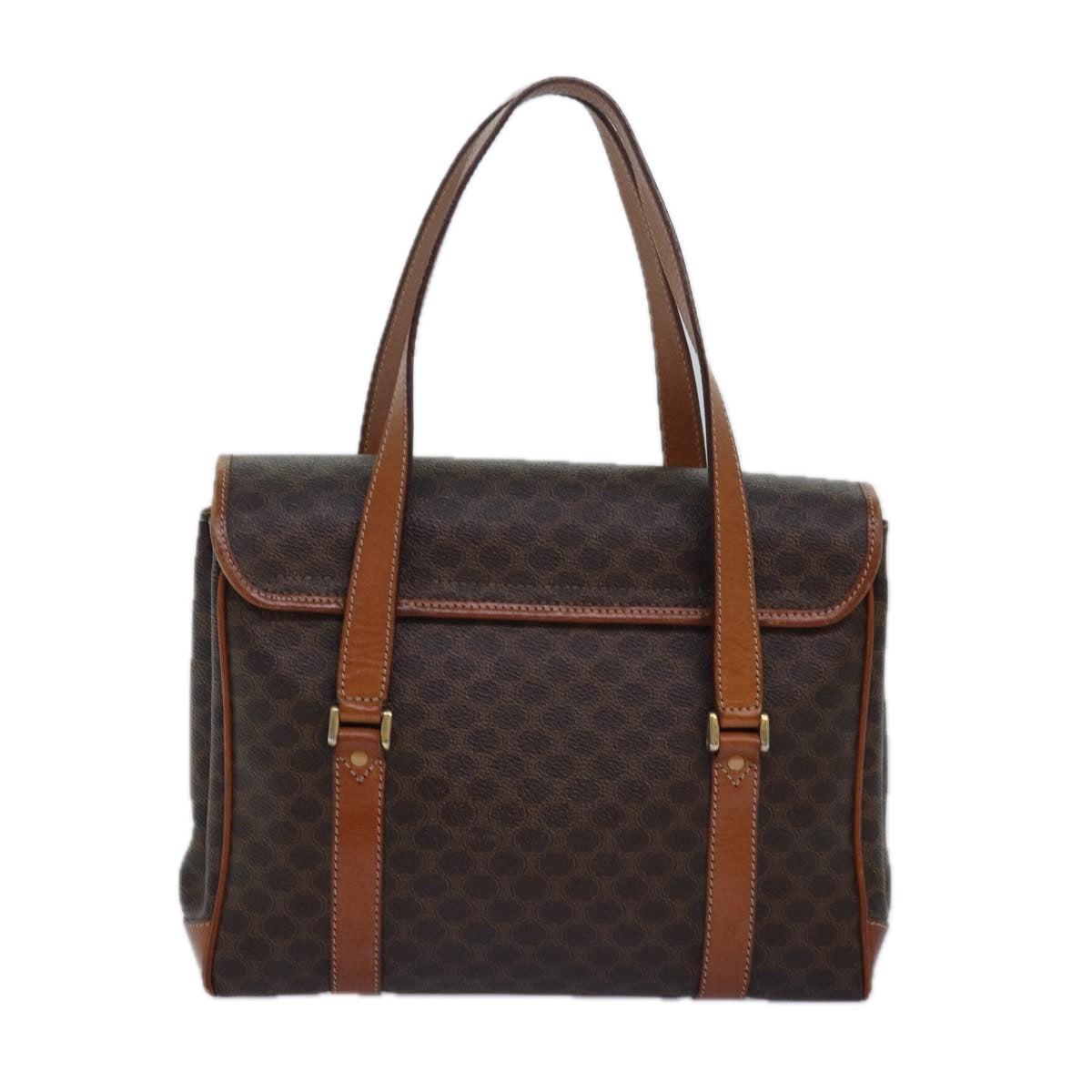 Luxury CELINE Macadam Canvas Shoulder Bag PVC Leather Brown 80995