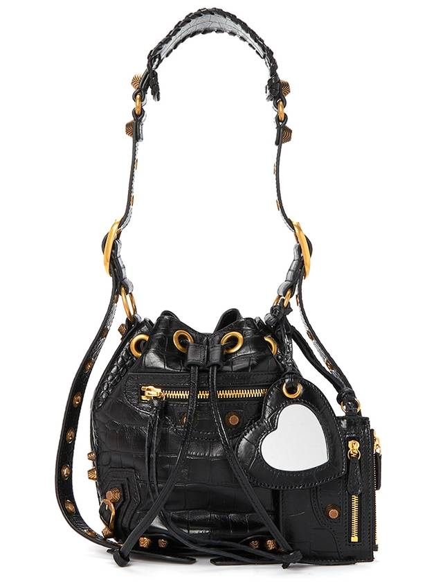 Luxury Balenciaga Trending 2026 Le Cagole XS Leather Bucket Bag Black