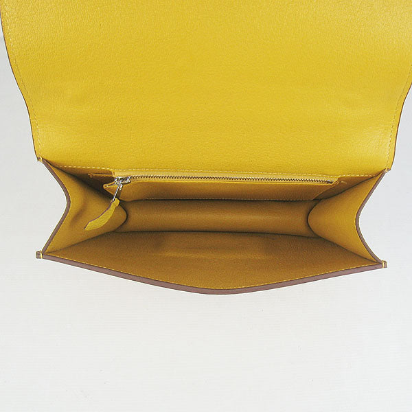 Luxury Hermes Constance Cowskin Leather Bag yellow silver