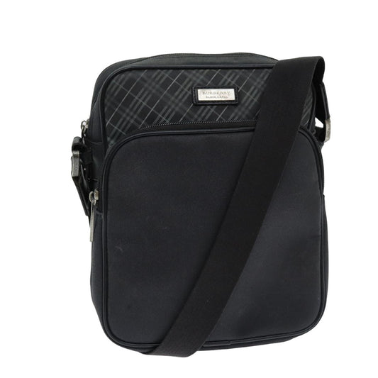 Burberry Nova Check Shoulder Bag Nylon Canvas Black Auth 81016