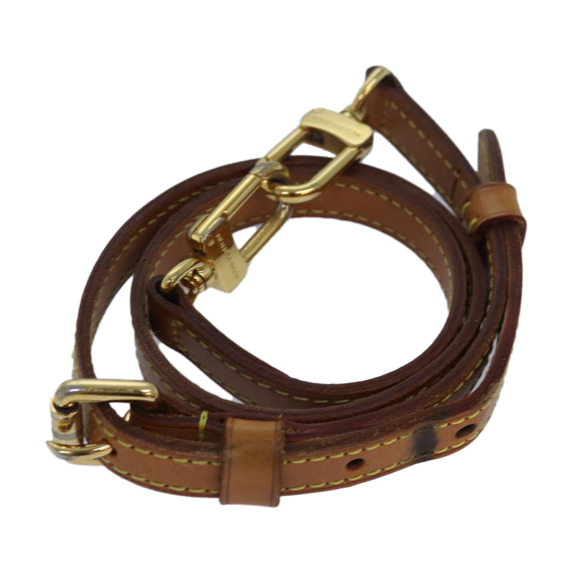 LOUIS VUITTON Adjustable Shoulder Strap Leather 26.4"-30.3" Beige Auth 81037