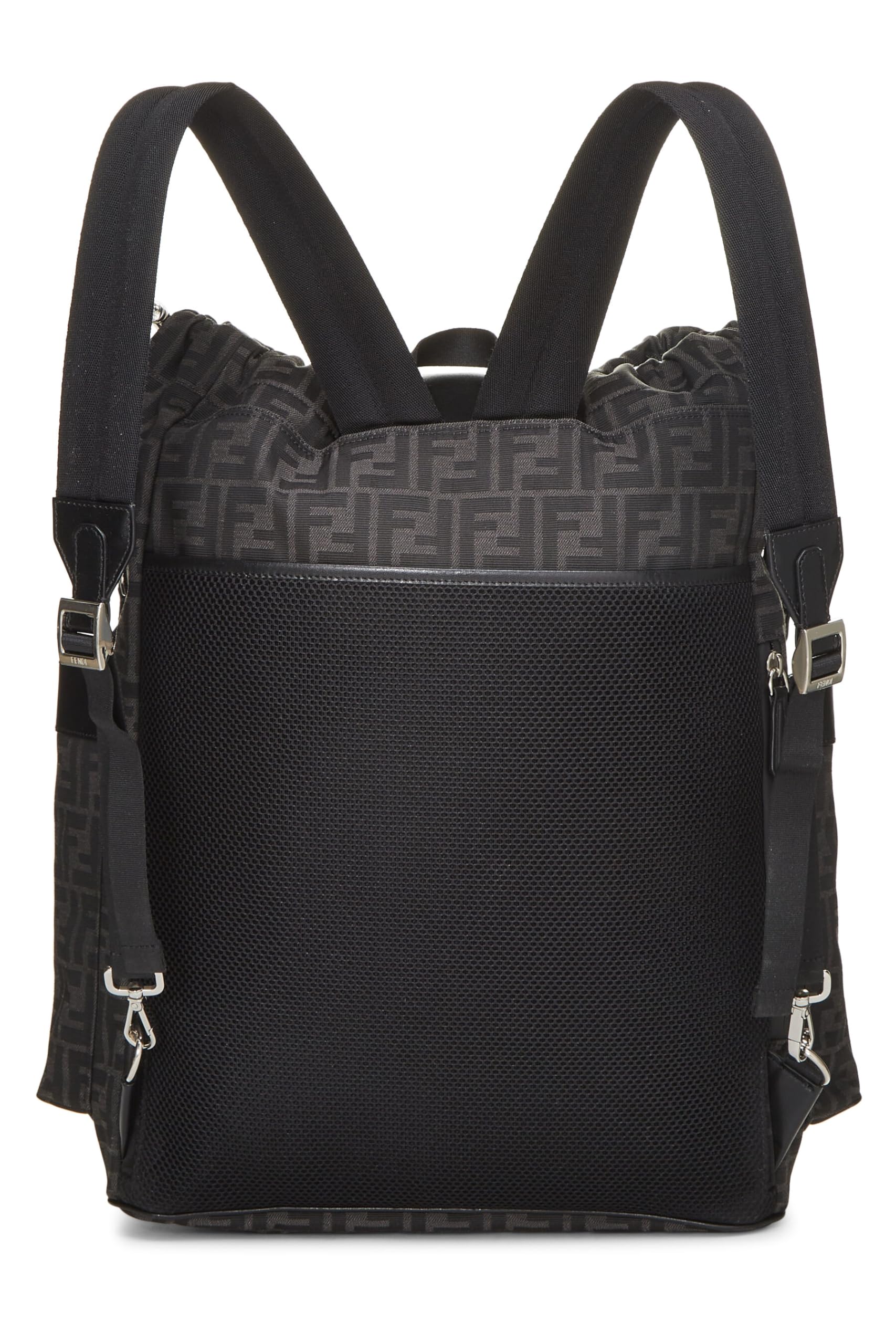 Fendi, Black Zucca Double Pocket Backpack, Black