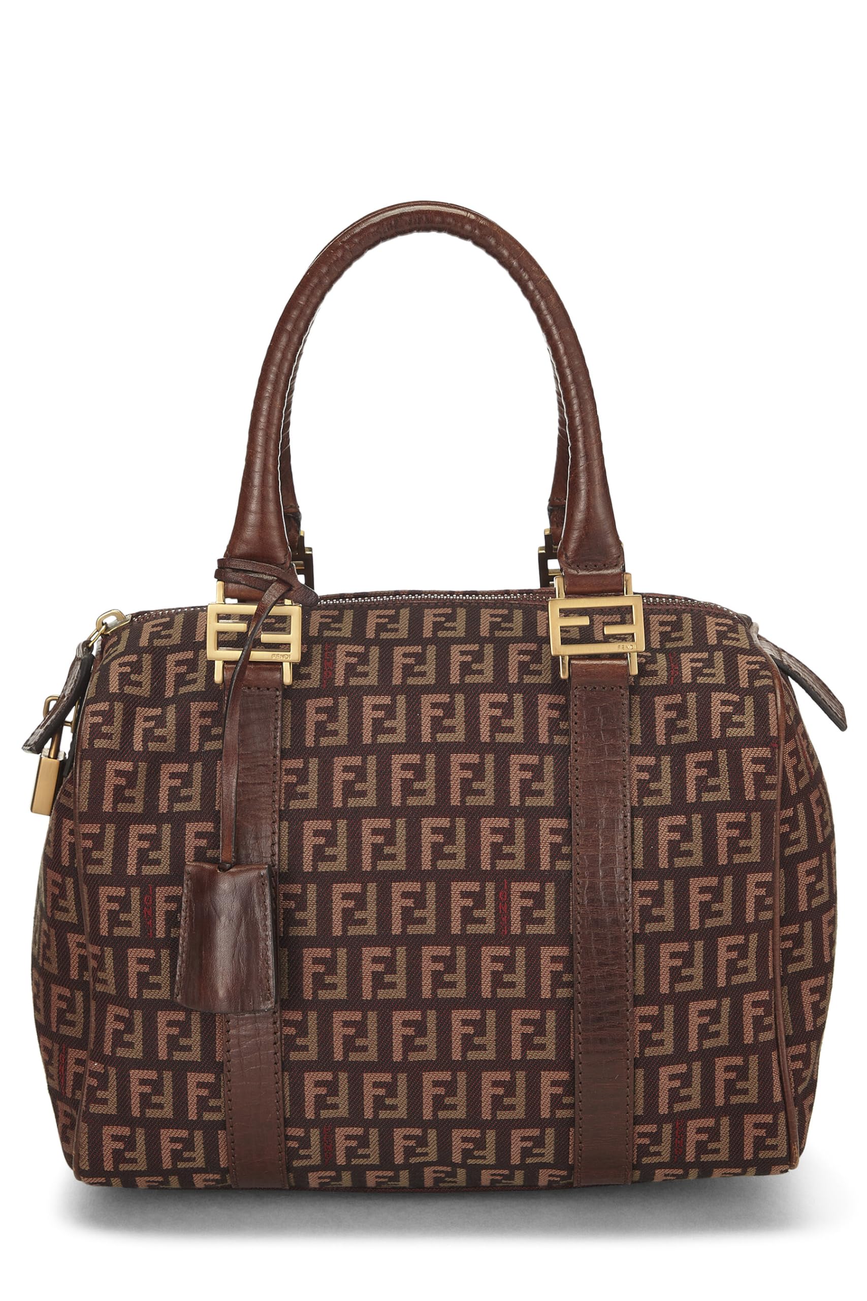 Fendi, Brown Zucchino Boston Bag Mini, Brown