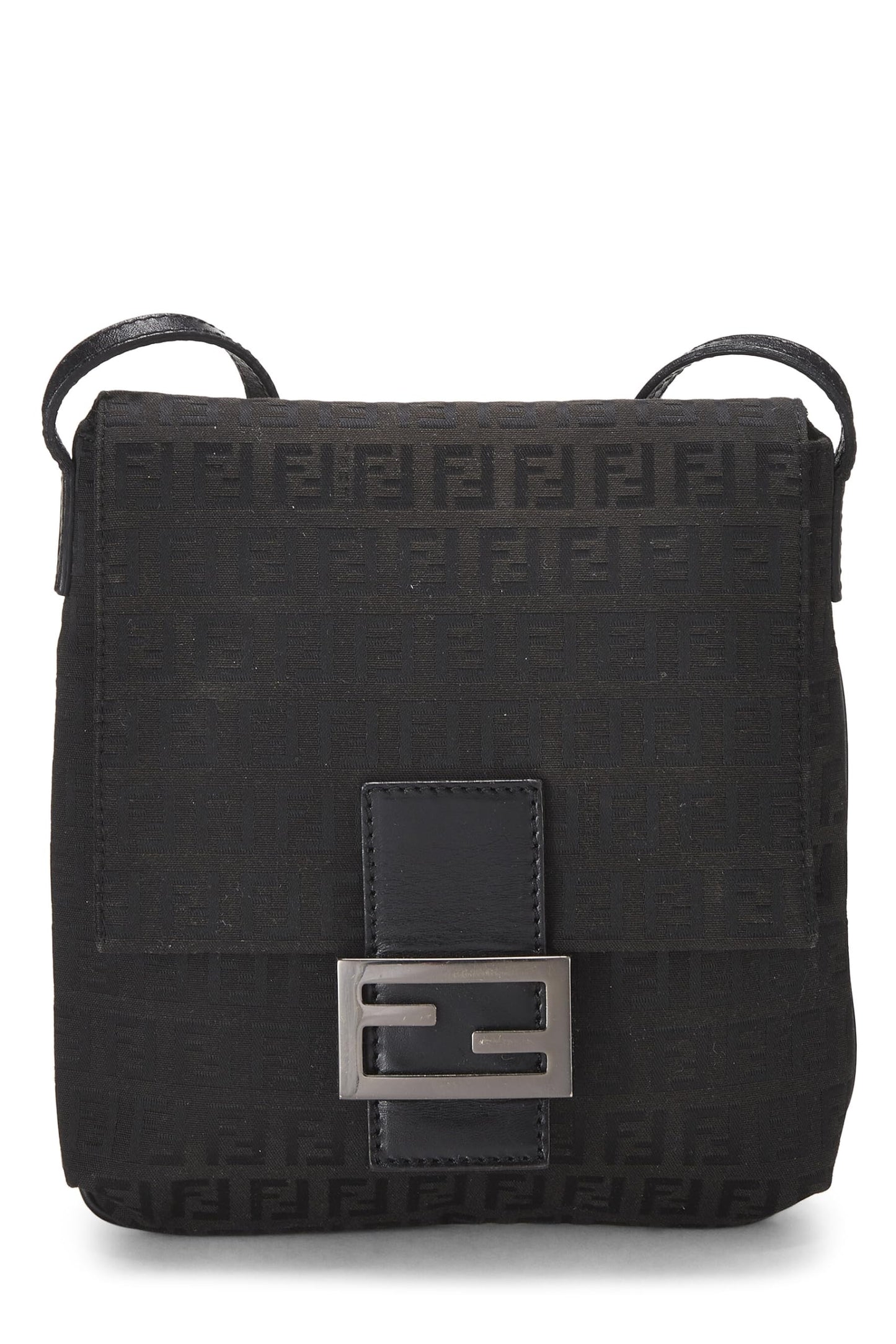 Fendi, Black Zucchino Canvas Tube Messenger Small, Black