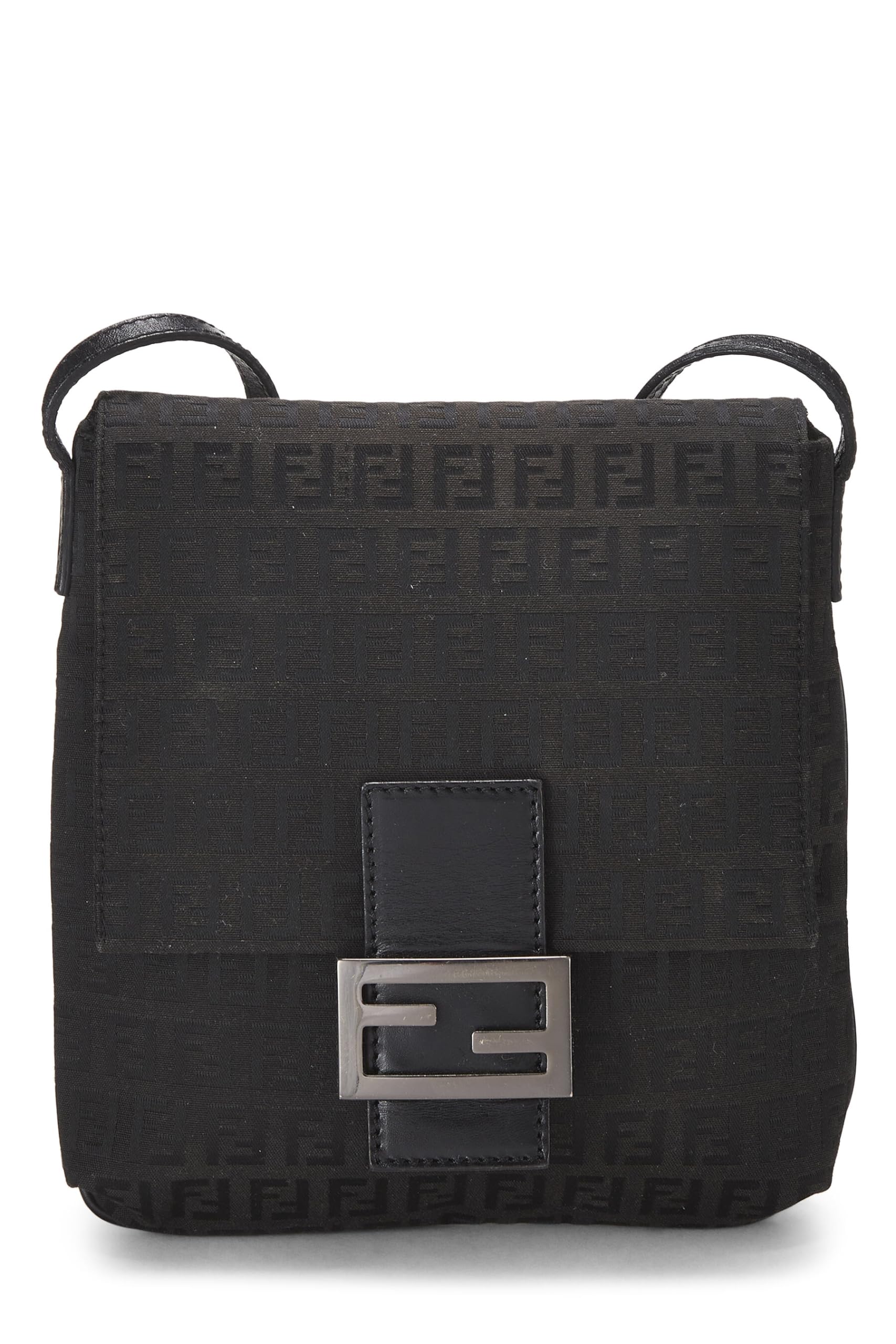 Fendi, Black Zucchino Canvas Tube Messenger Small, Black