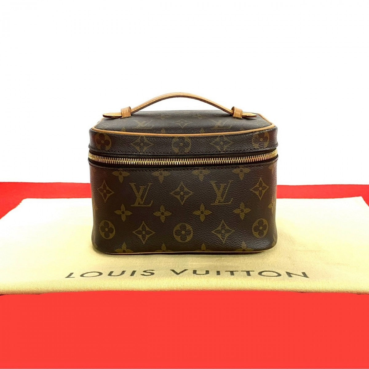 LOUIS VUITTON Handbag Leather, PVC Brown Monogram Nice mini Women