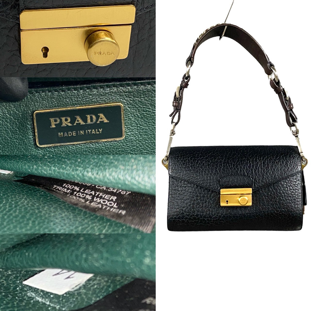 Prada Leather Tweed Shoulder Bag