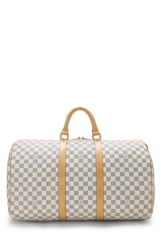 Louis Vuitton, Damier Azur Keepall 50, White
