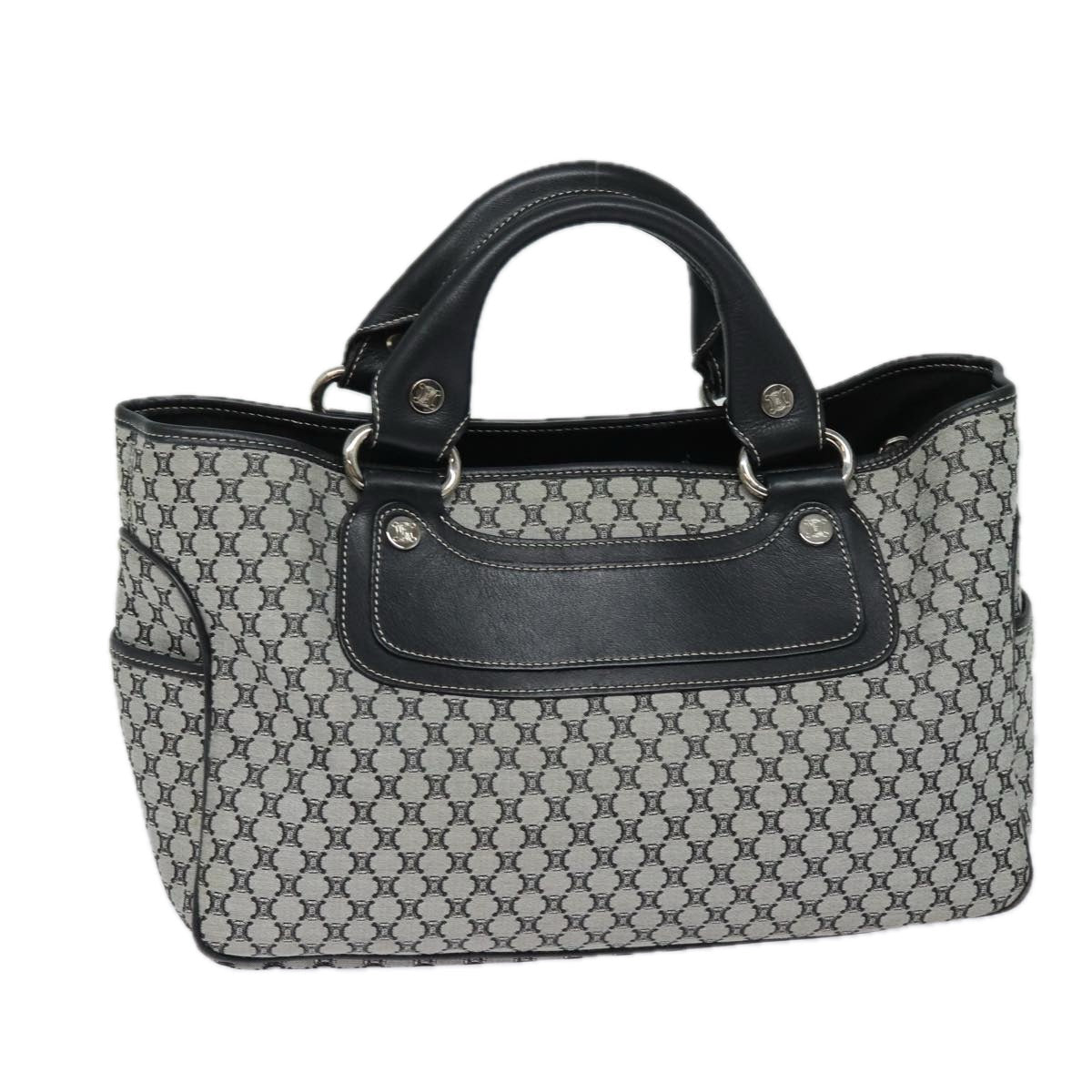 Luxury CELINE Triomphe Hand Bag Canvas Navy 81135
