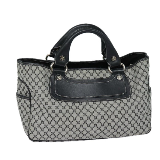 Luxury CELINE Triomphe Hand Bag Canvas Navy 81135