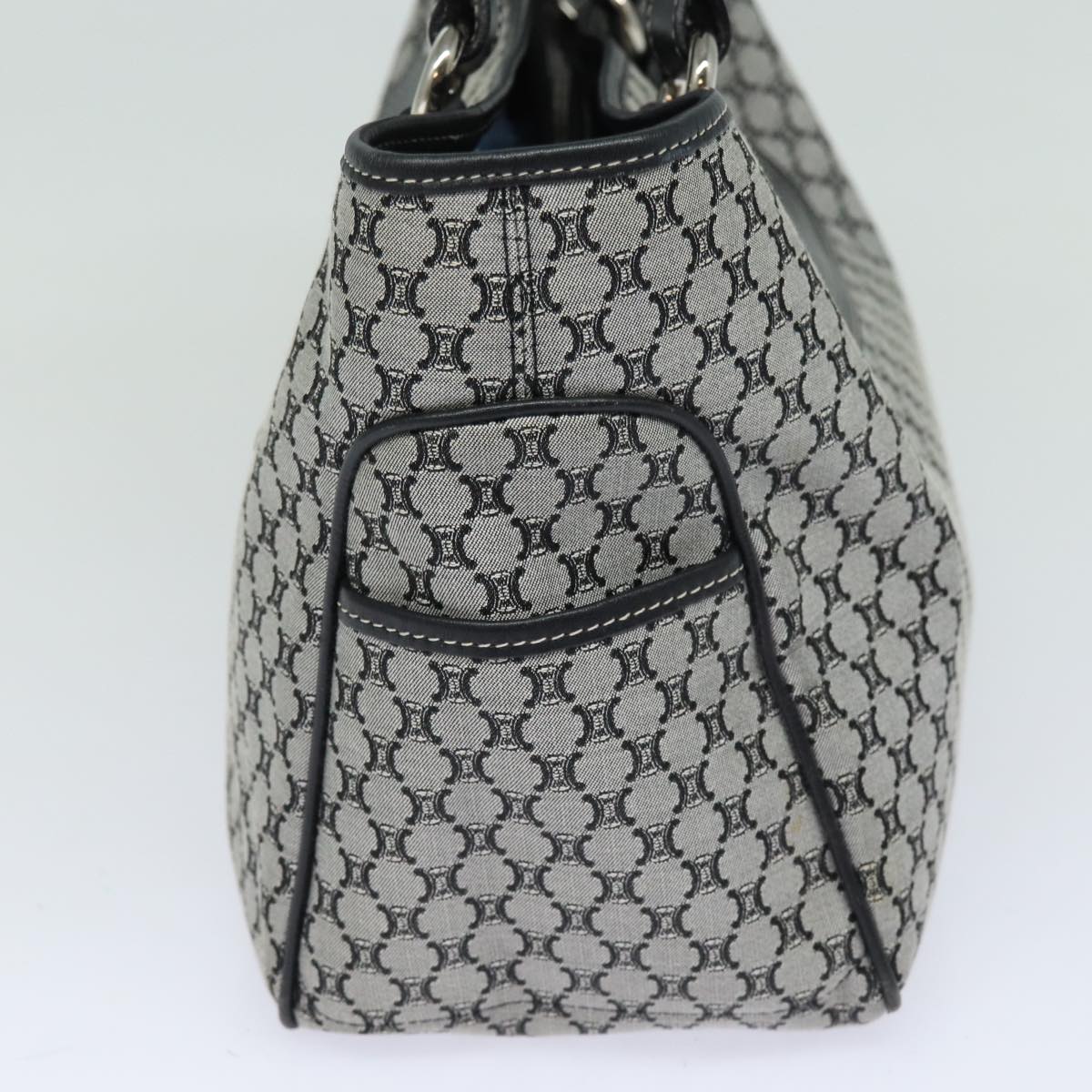 Luxury CELINE Triomphe Hand Bag Canvas Navy 81135