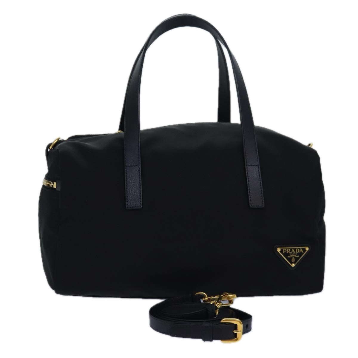 PRADA Hand Bag Nylon 2way Black Auth