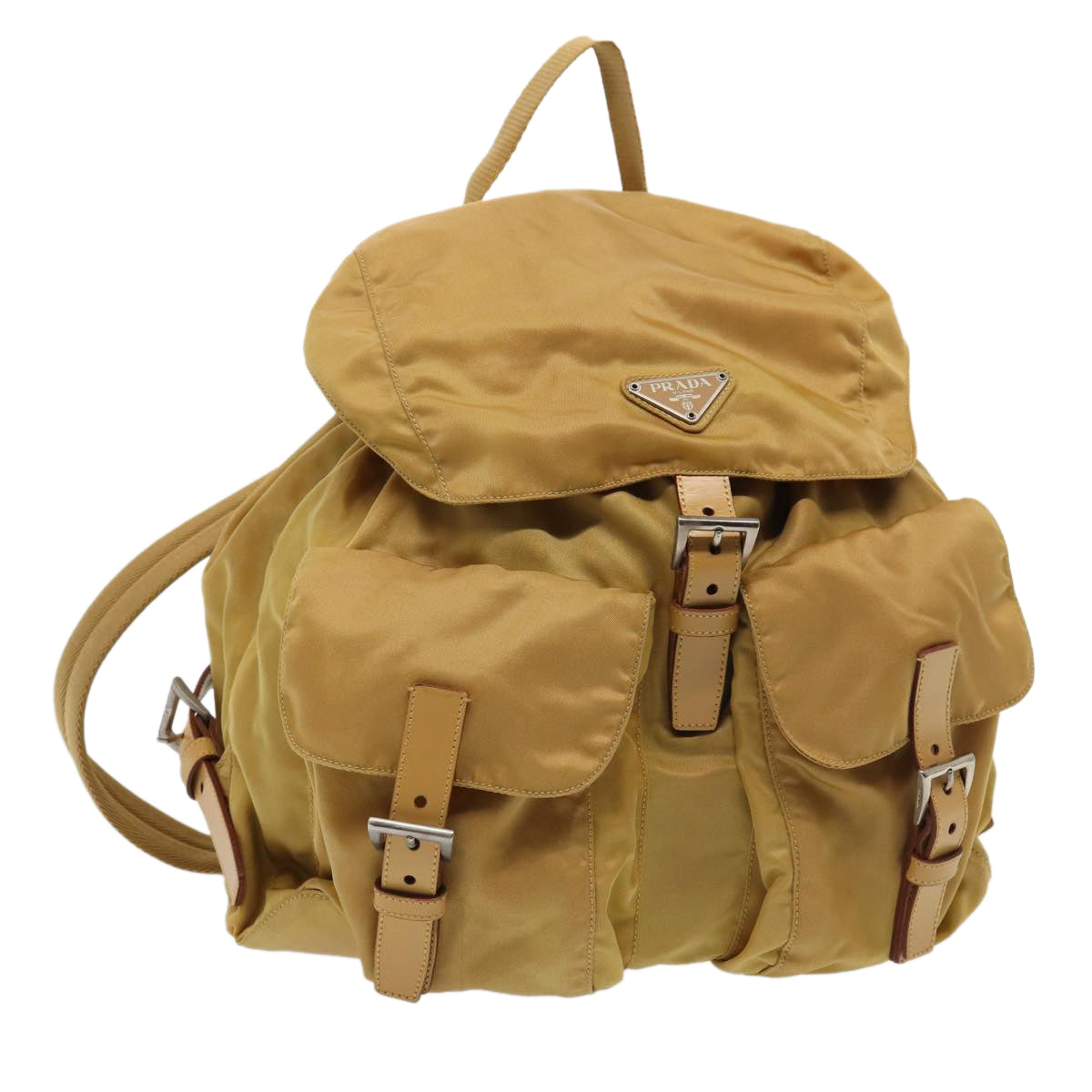 PRADA Backpack Nylon Yellow Auth