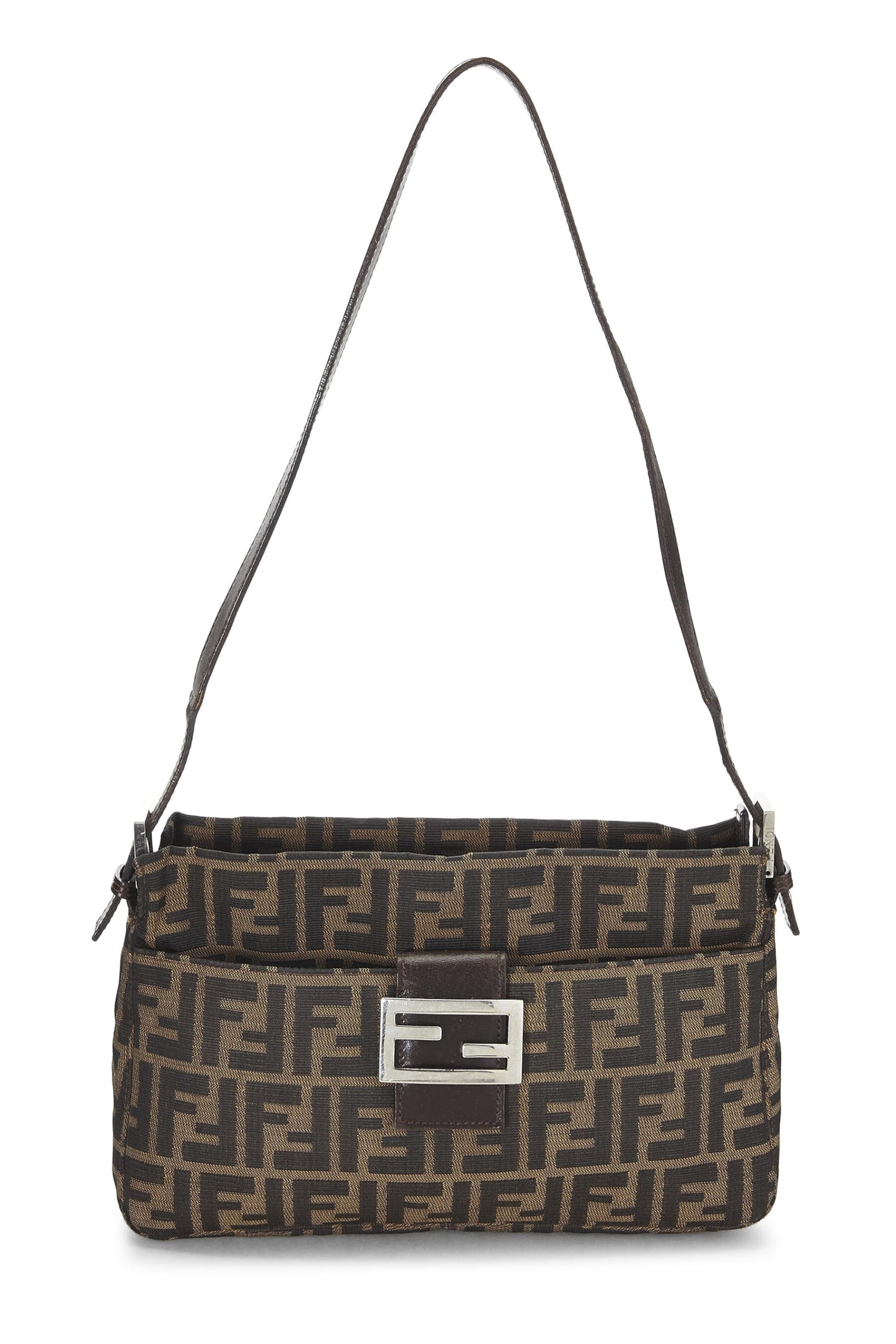 Fendi, Brown Zucca Canvas Shoulder Bag, Brown