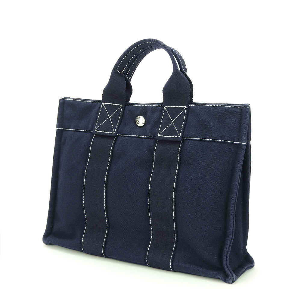 HERMES Handbag canvas Navy Deauville Tote PM unisex(Unisex)