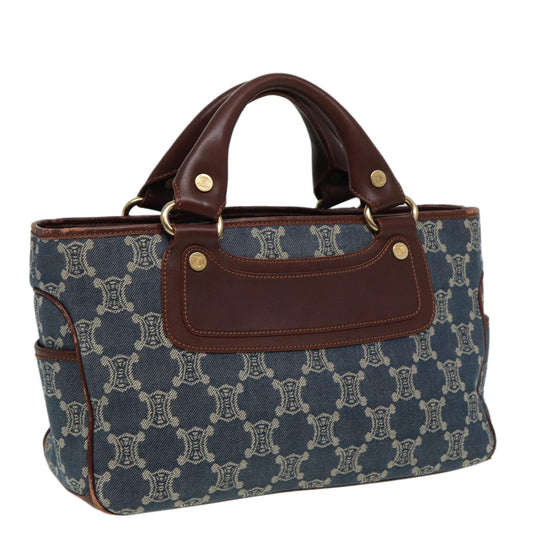 Luxury CELINE Macadam Canvas Hand Bag Blue 81368