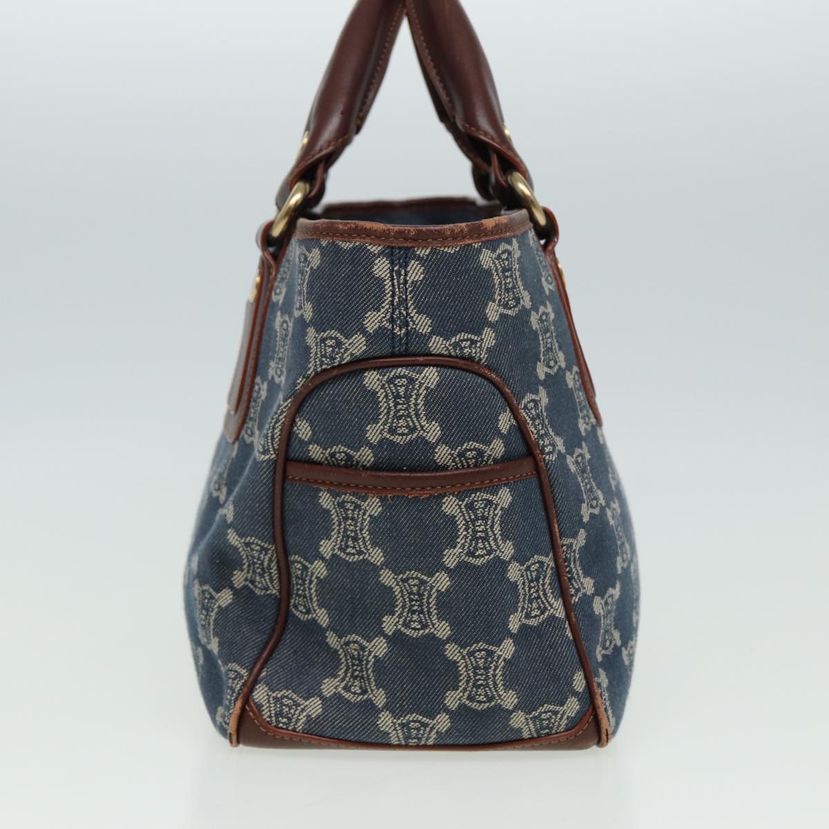 Luxury CELINE Macadam Canvas Hand Bag Blue 81368