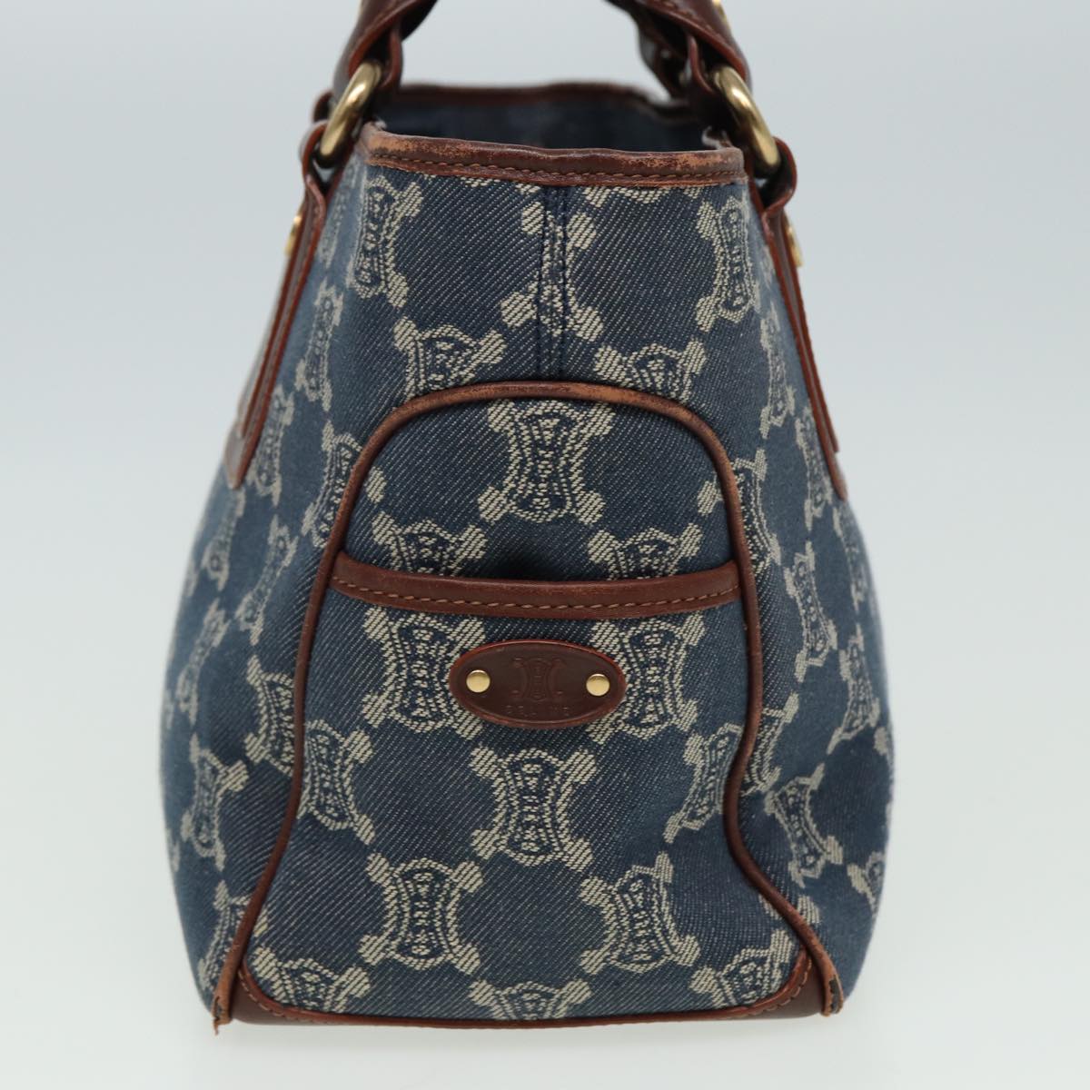 Luxury CELINE Macadam Canvas Hand Bag Blue 81368
