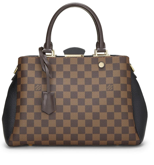 Louis Vuitton, Damier Ebene Canvas & Cream Leather Brittany, Black