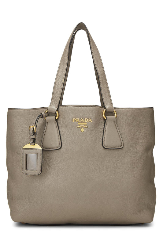 Prada, Grey Vitello Daino Tote Small, Grey