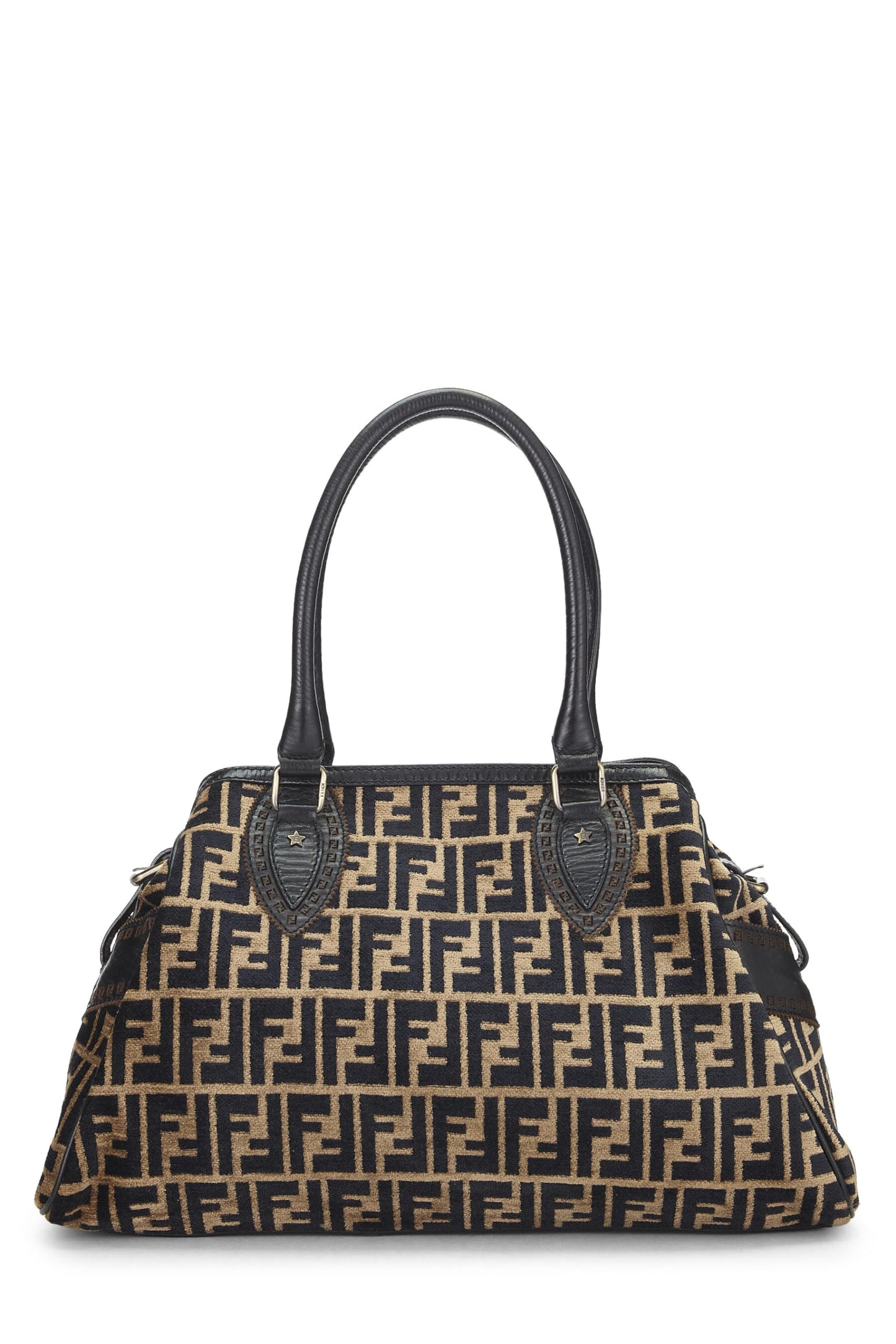 Fendi, Black & Beige Zucca Velour Bag Du Jour Medium, Brown
