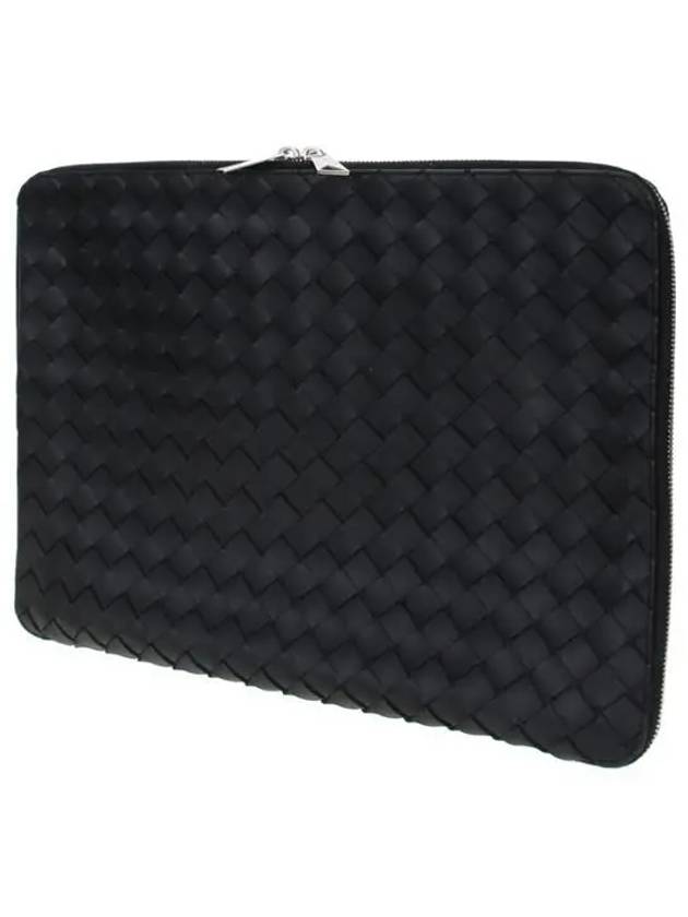 Luxury Bottega Veneta Intrecciato Document Case Clutch Bag Black