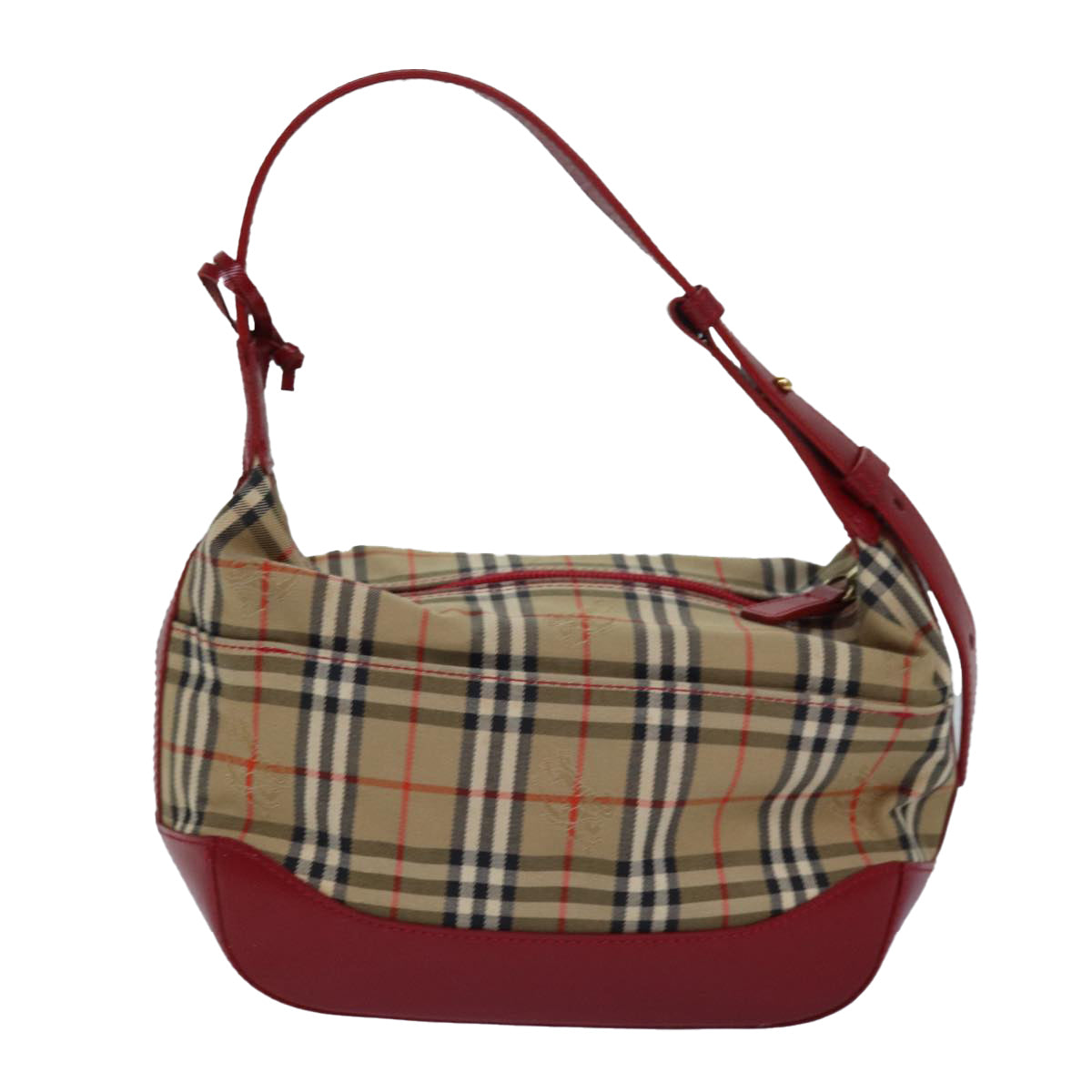 Burberry Nova Check Hand Bag Canvas Beige Red Auth 81660