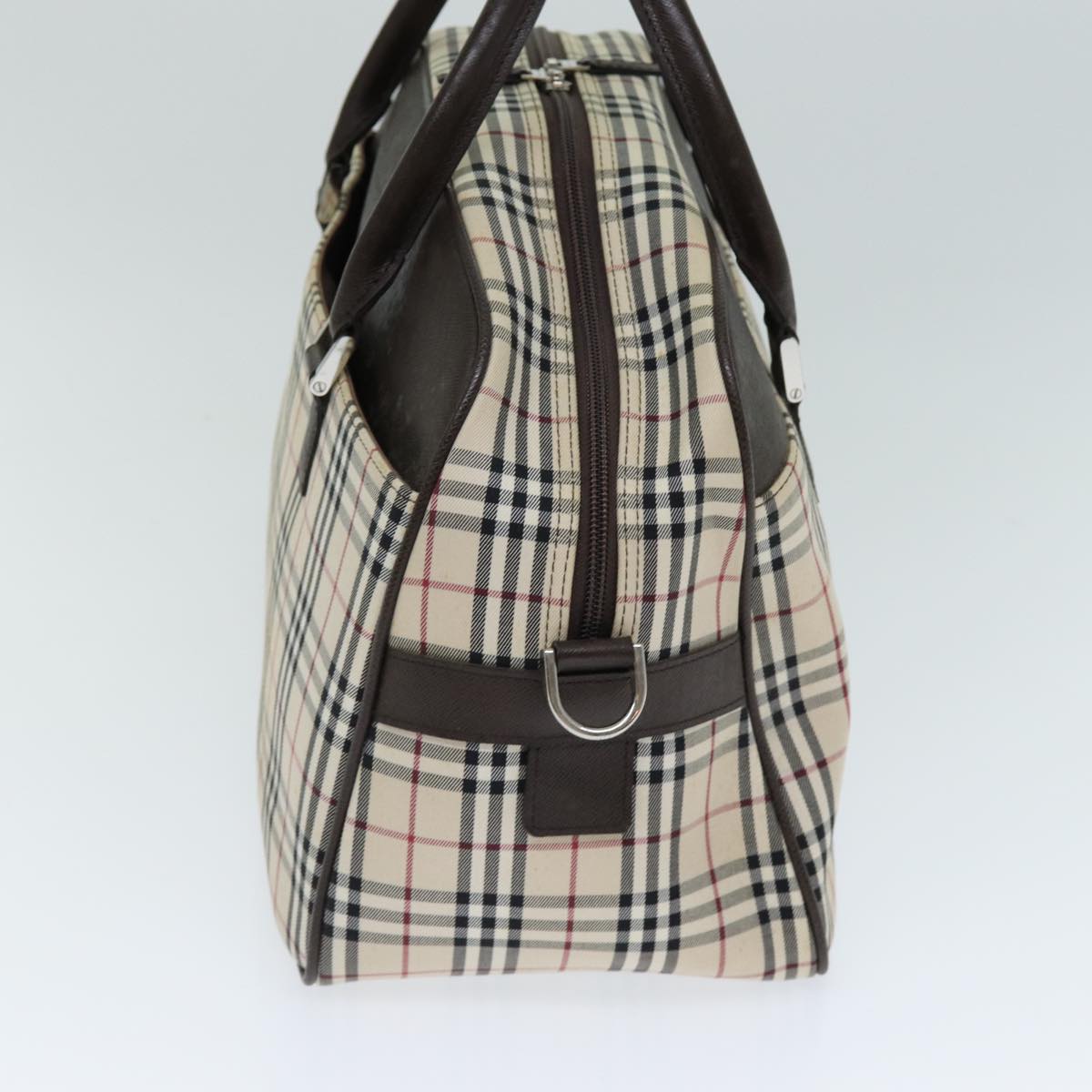 Burberry Nova Check Boston Bag Canvas Beige Auth 81664