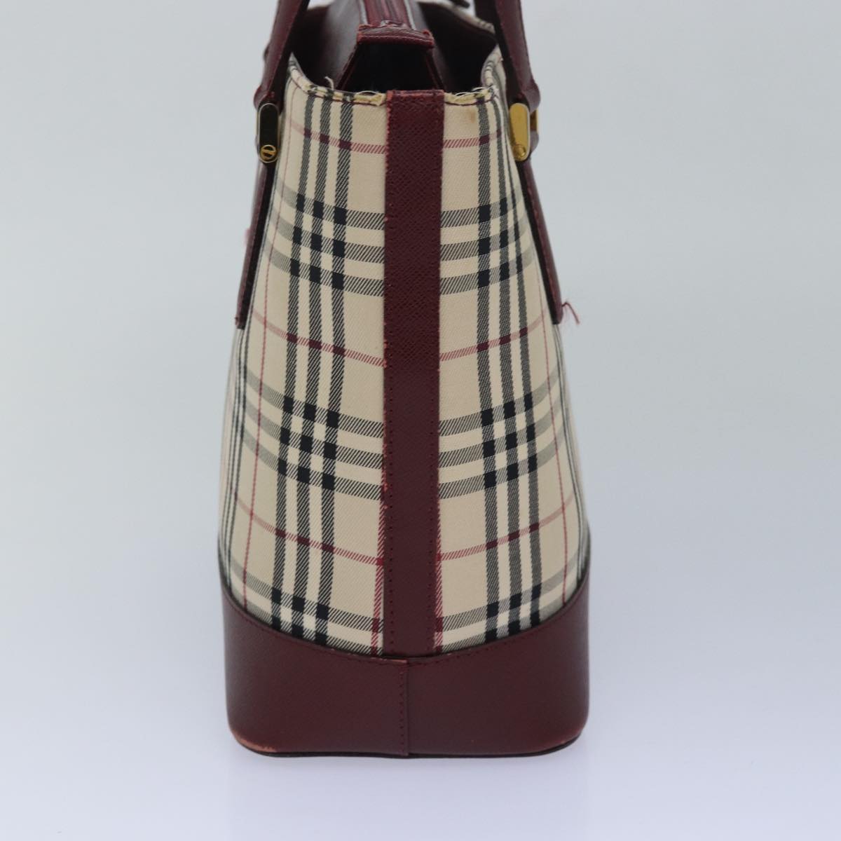 Burberry Nova Check Hand Bag Canvas Beige Auth 81669